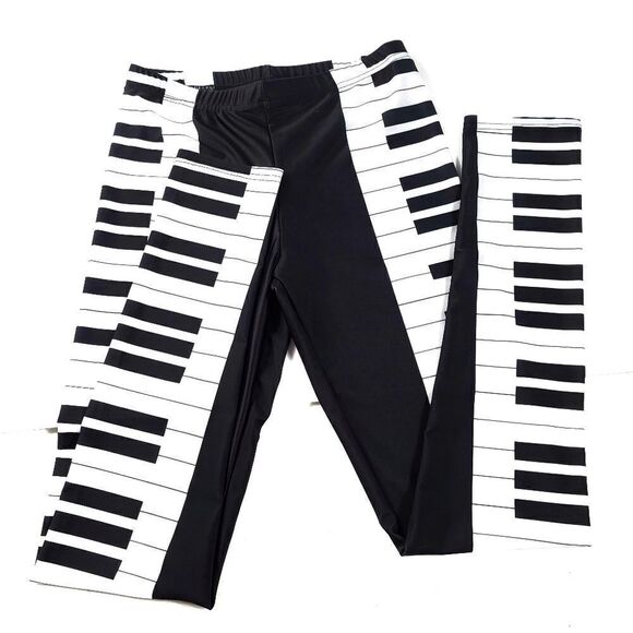 Piano Keys Printed High Waisted Leggings - Picture 3 of 6